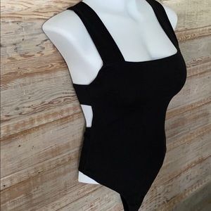 Open Back Black Body Suit